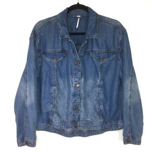 FREE PEOPLE Tencel Chambray Swing Jacket Size M